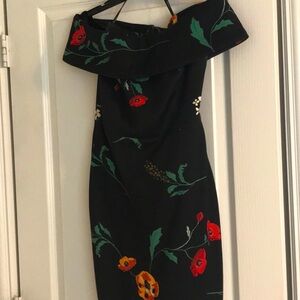 Beautiful off the shoulder floral black dress…….
